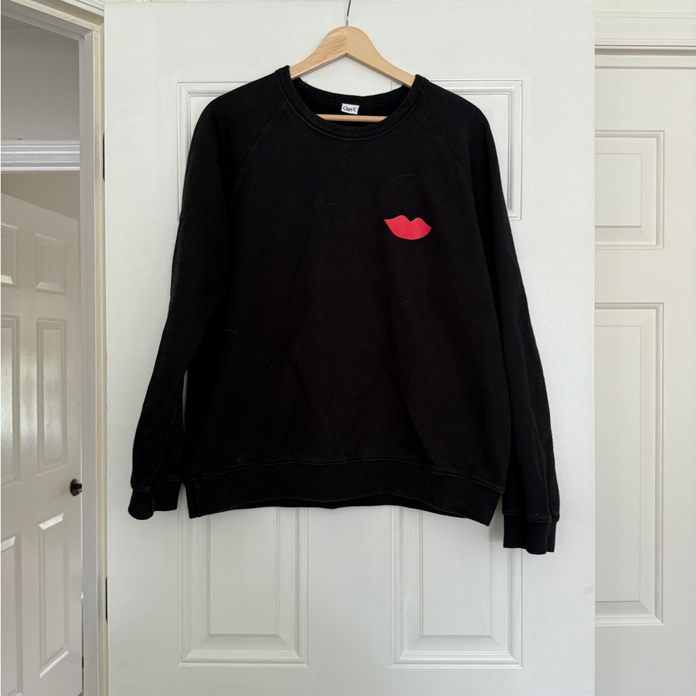 Clare V Black Red Lips sweatshirt